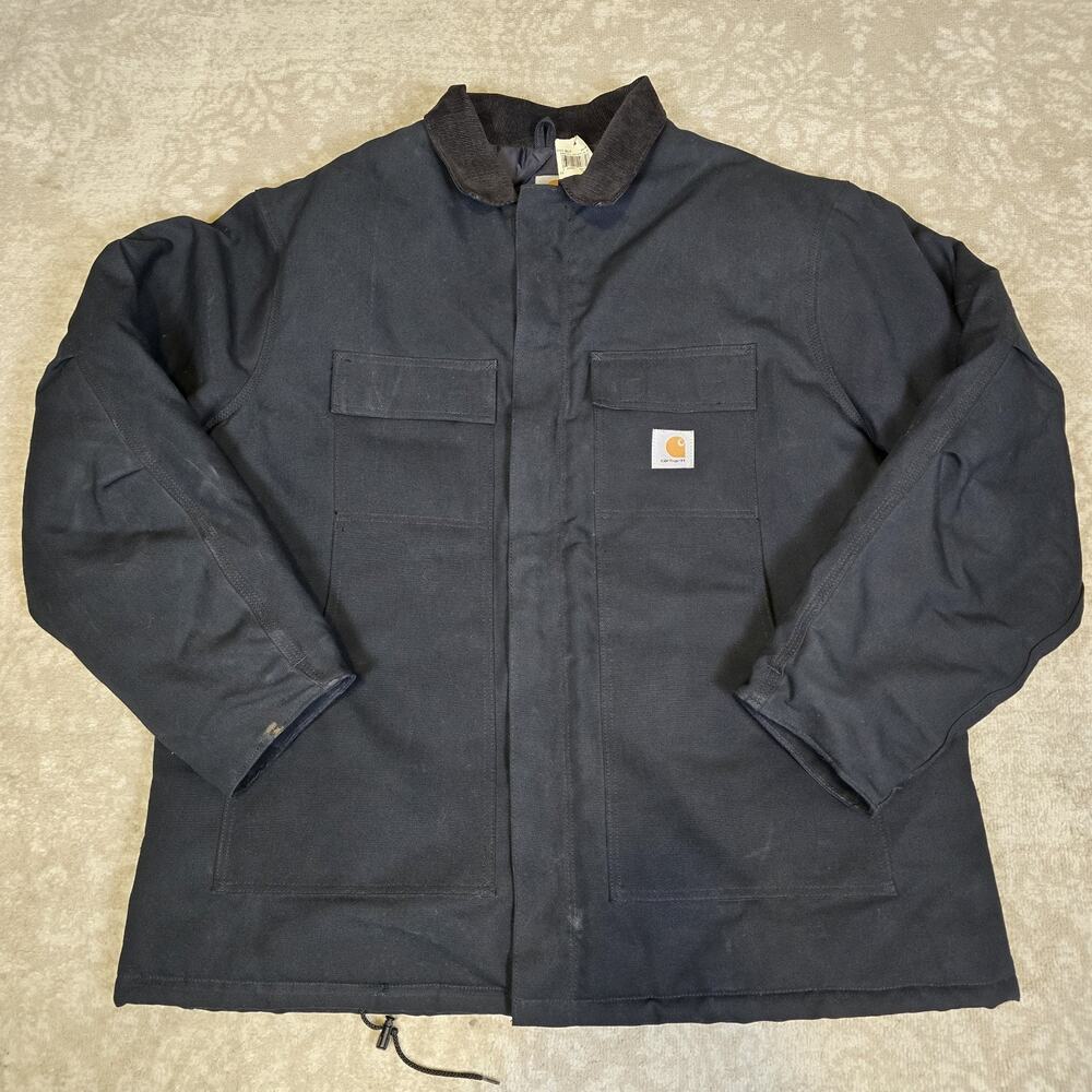Vintage - Carhartt Jacket Mens 52 Tall - Black Insulated Duck Traditional Coat